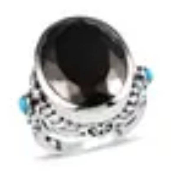 Elite Shungite and Sleeping Beauty Turquoise Ring in Sterling Silver Size 8 NWT - Picture 4 of 8